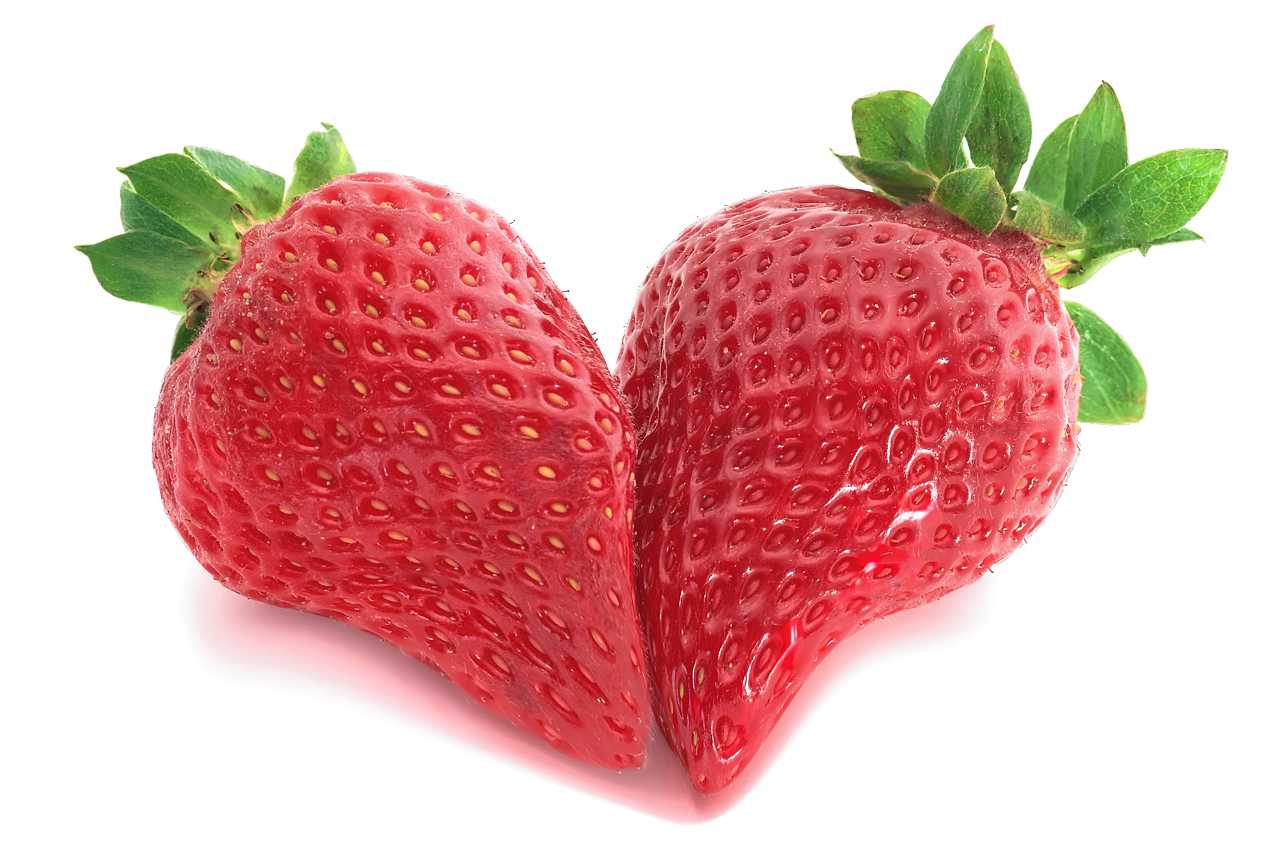 2 Strawberry love heart